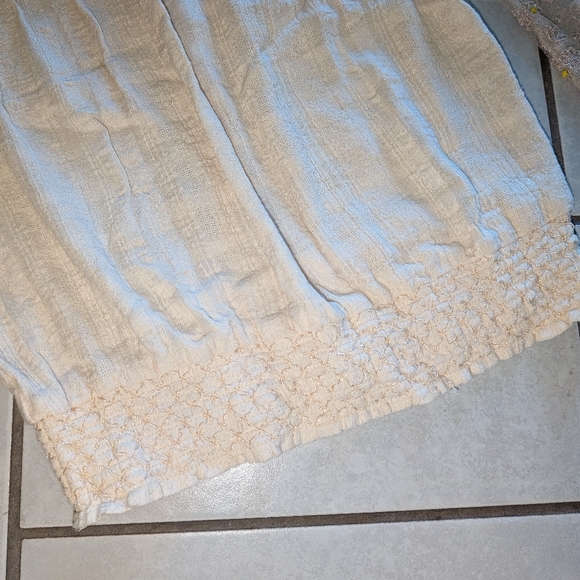 Free People Creamy Beige Hippie Top Sheer Lace wide Sleeves Size XS - Picture 3 of 9